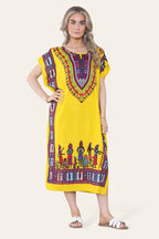 Bold Ethnic African Print Mid-Length Dress
