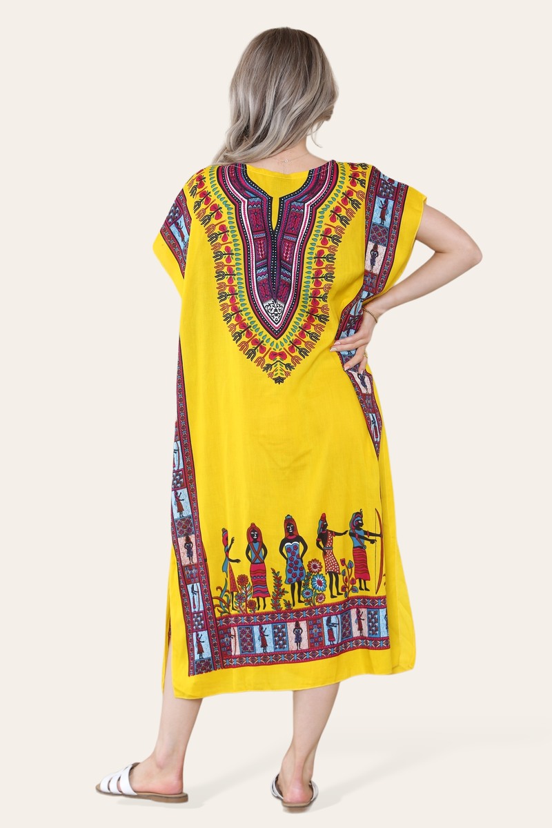 Bold Ethnic African Print Mid-Length Dress