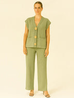 3-Gold Button Short Sleeve Set