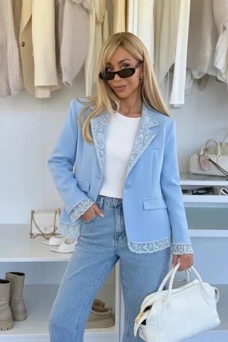 New Blazer jacket with lace detail