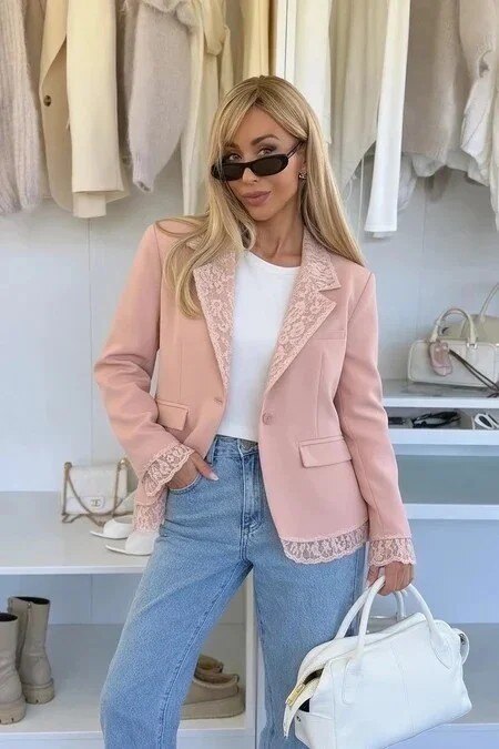 New Blazer jacket with lace detail
