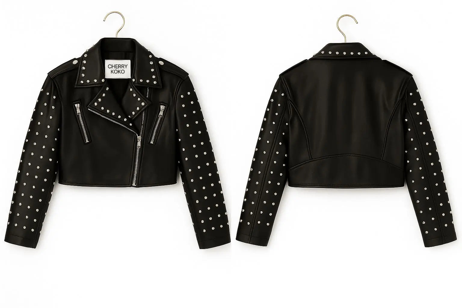 Faux leather jacket with studs