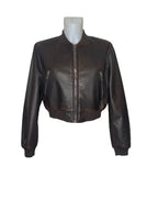 Leather teddy jacket with silver zips