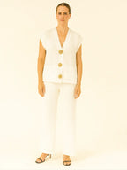 3-Gold Button Short Sleeve Set