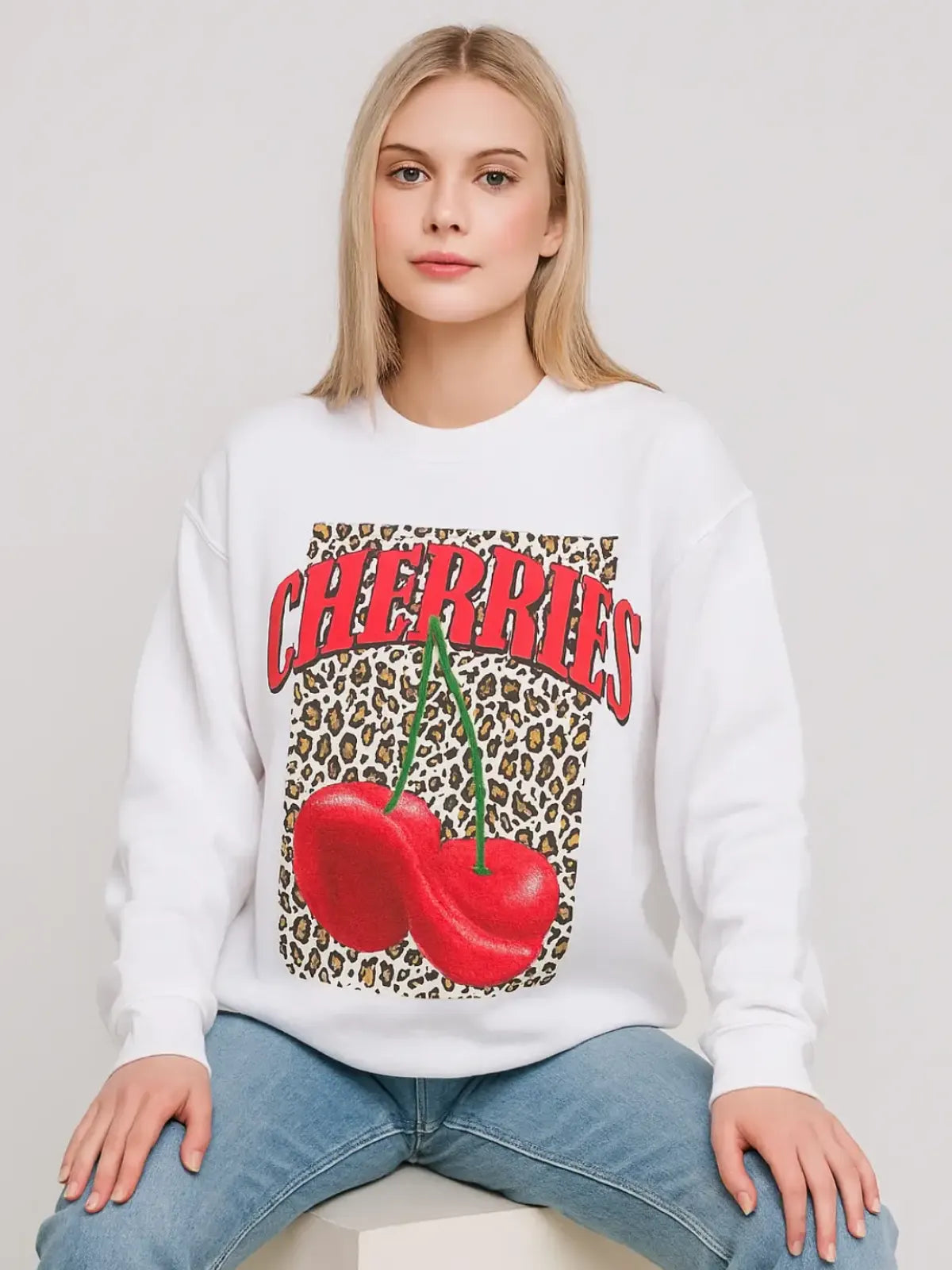 Ladies Leopard Cherry Sweatshirt – AX Labels